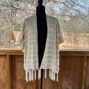 Anthropologie Akemi + Kin Miette Chenille Knit Open Cardigan Cream One Size